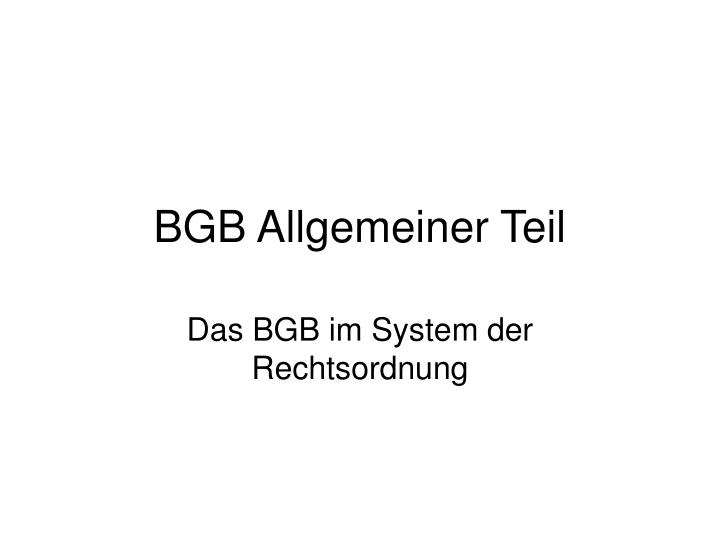 bgb allgemeiner teil
