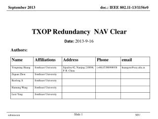 TXOP Redundancy NAV Clear