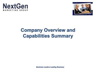 Company Overview and Capabilities Summary