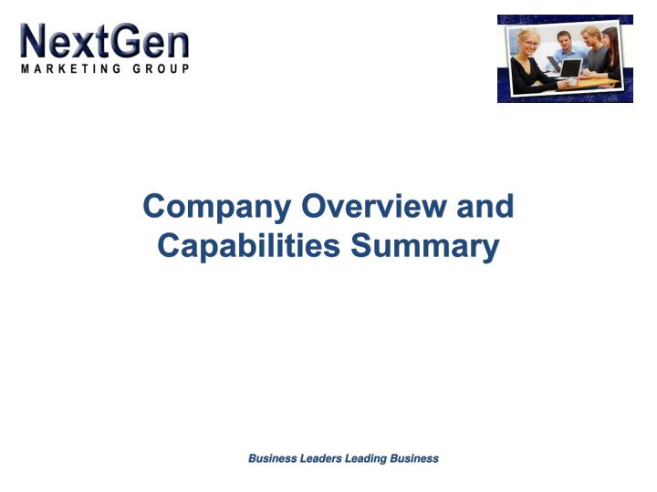 company overview and capabilities summary