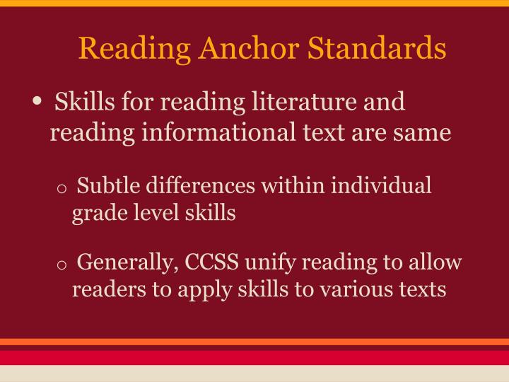 reading anchor standards