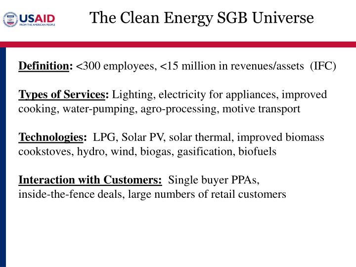 the clean energy sgb universe