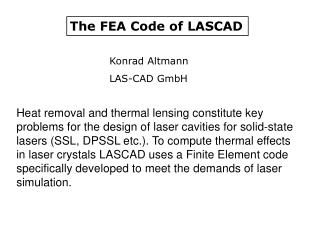The FEA Code of LASCAD