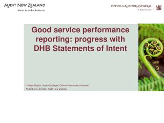 Good service performance reporting: progress with DHB Statements of Intent
