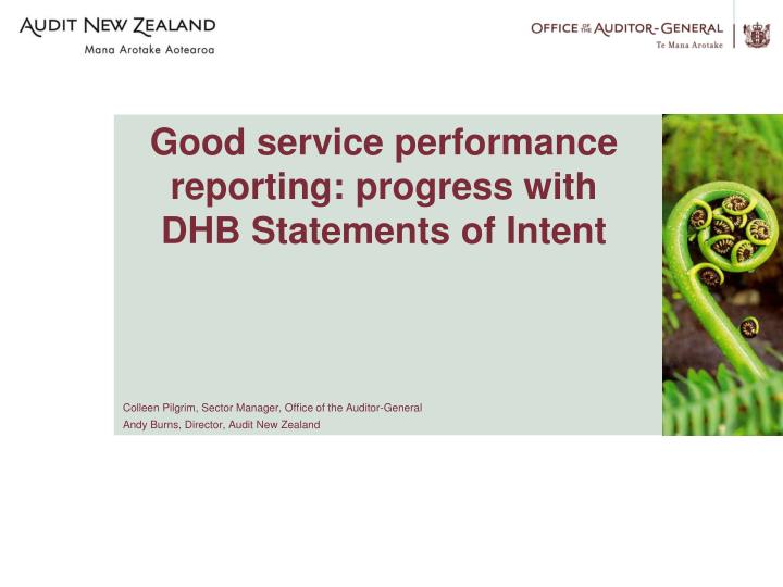 good service performance reporting progress with dhb statements of intent