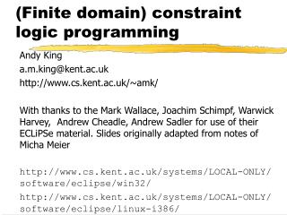 (Finite domain) constraint logic programming