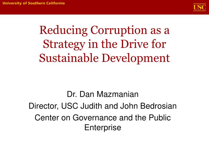 reducing corruption as a strategy in the drive for sustainable development