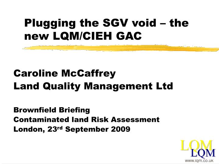 plugging the sgv void the new lqm cieh gac