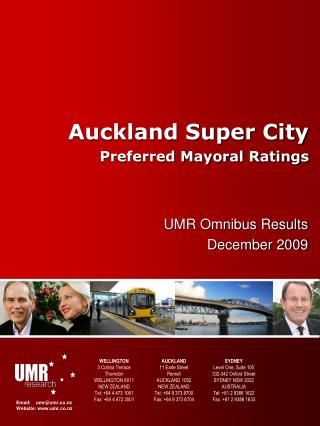 Auckland Super City Preferred Mayoral Ratings