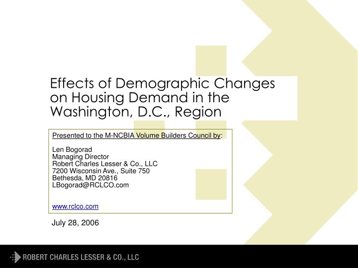 effects of demographic changes on housing demand in the washington d c region