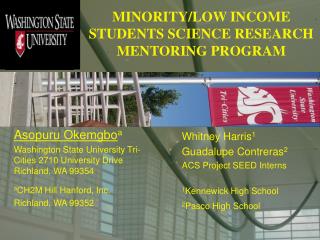 MINORITY/LOW INCOME STUDENTS SCIENCE RESEARCH MENTORING PROGRAM