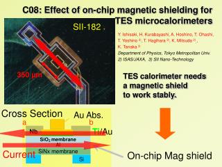 C08: Effect of on-chip magnetic shielding for TES microcalorimeters