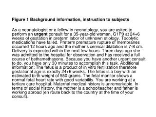 Figure 1 Background information, instruction to subjects