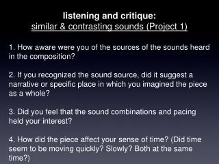 listening and critique: similar &amp; contrasting sounds (Project 1)
