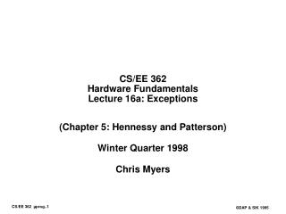 CS/EE 362 Hardware Fundamentals Lecture 16a: Exceptions
