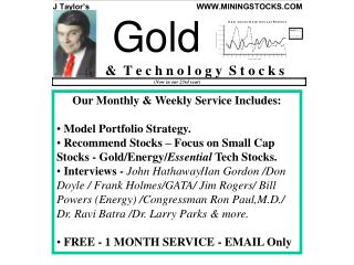 Our Monthly &amp; Weekly Service Includes: Model Portfolio Strategy.