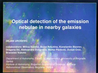 Optical detection of the emission nebulae in nearby galaxies