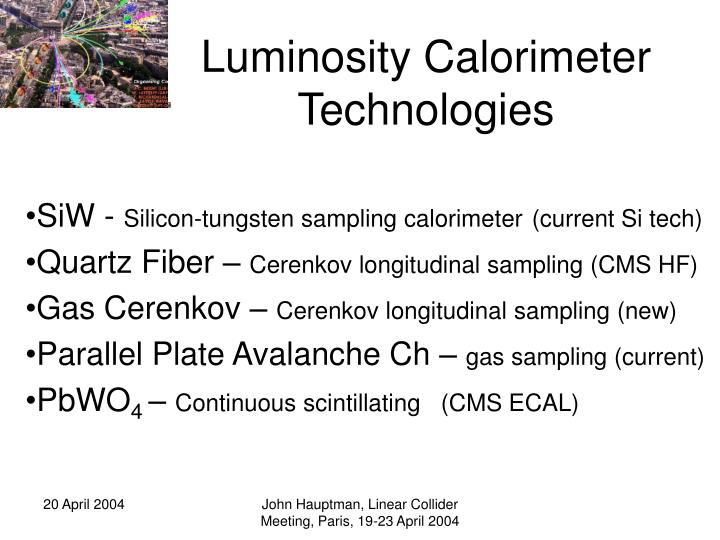 luminosity calorimeter technologies