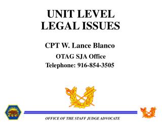 UNIT LEVEL LEGAL ISSUES