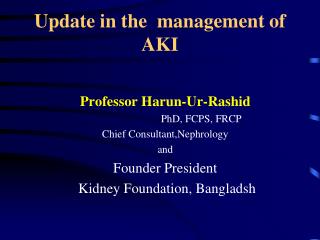 Update in the management of AKI