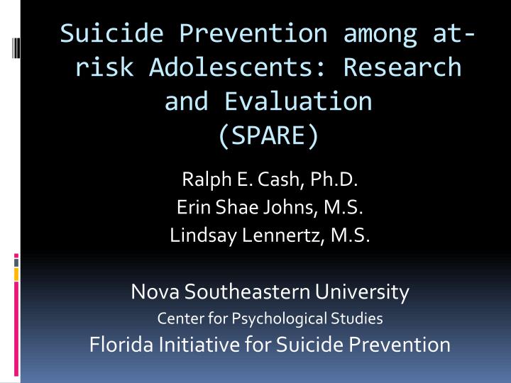 suicide prevention among at risk adolescents research and evaluation spare