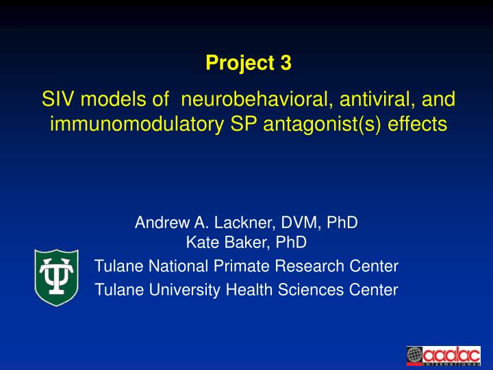 project 3 siv models of neurobehavioral antiviral and immunomodulatory sp antagonist s effects