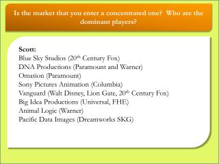 Is the market that you enter a concentrated one? Who are the dominant players?