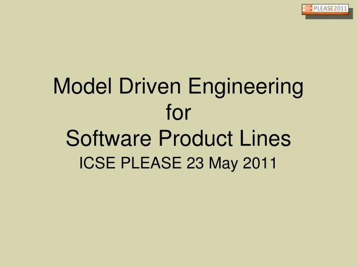 model driven engineering for software product lines