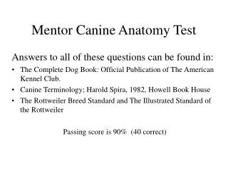 Mentor Canine Anatomy Test