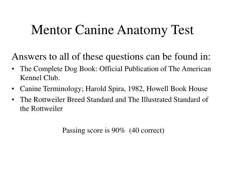mentor canine anatomy test