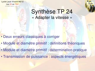 synth se tp 24 adapter la vitesse