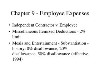 Chapter 9 - Employee Expenses