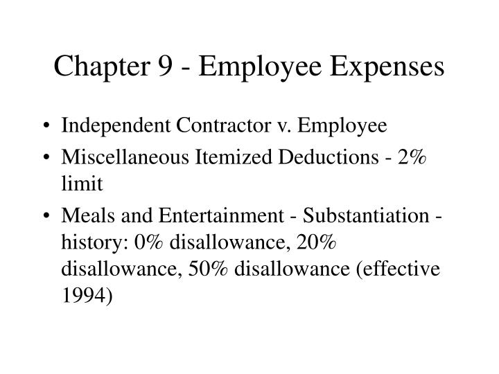 chapter 9 employee expenses