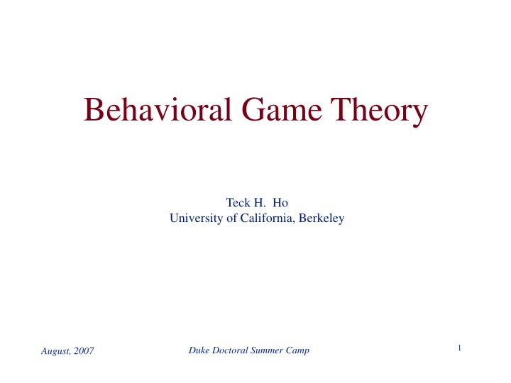 behavioral game theory