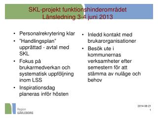 SKL-projekt funktionshinderområdet Länsledning 3-4 juni 2013