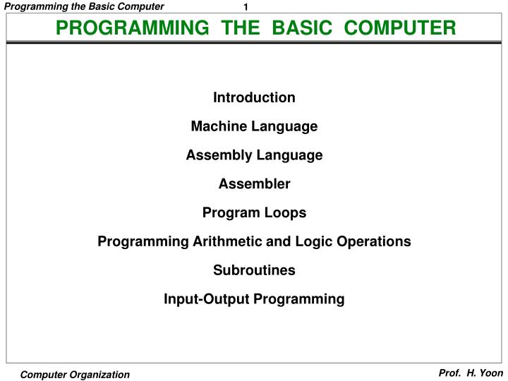 programming the basic computer