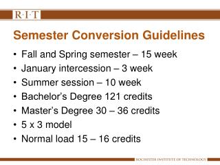 Semester Conversion Guidelines