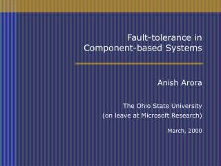 Fault-tolerance in Component-based Systems