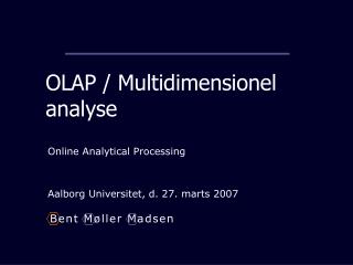 olap multidimensionel analyse