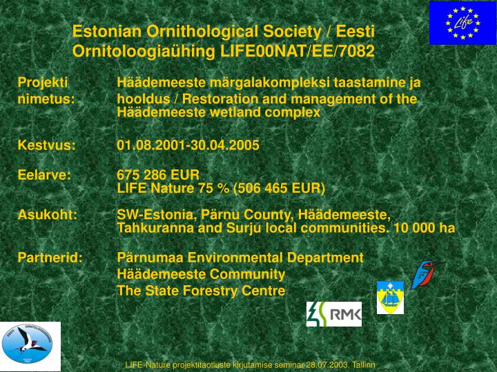 estonian ornithological society eesti ornitoloogia hing life00nat ee 7082