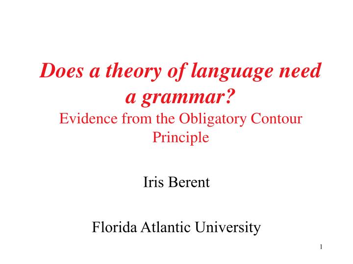 does a theory of language need a grammar evidence from the obligatory contour principle
