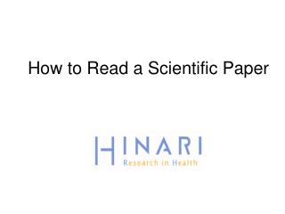 How to Read a Scientific Paper