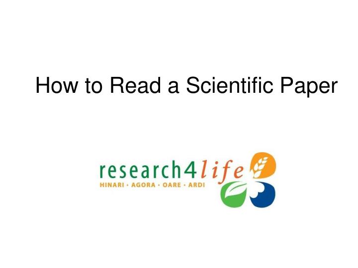 how to read a scientific paper