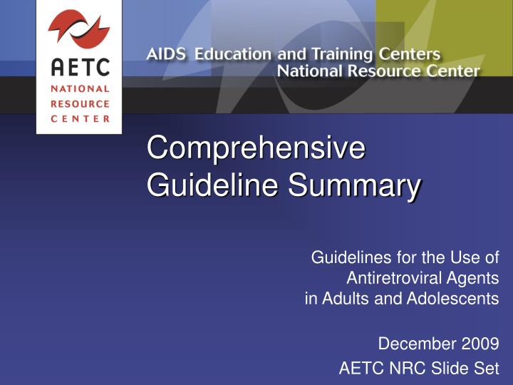 comprehensive guideline summary