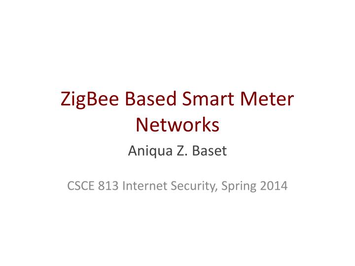 zigbee based smart meter networks