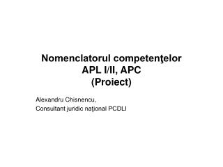 nomenclatorul competen elor apl i ii apc proiect