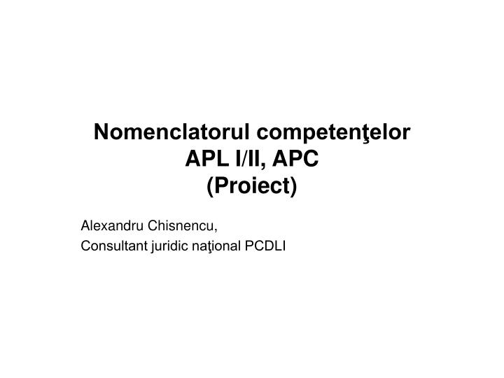 nomenclatorul competen elor apl i ii apc proiect