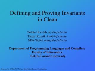 Defining and Proving Invariants in Clean