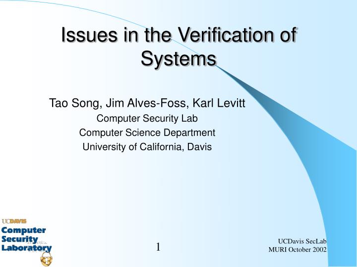issues in the verification of systems