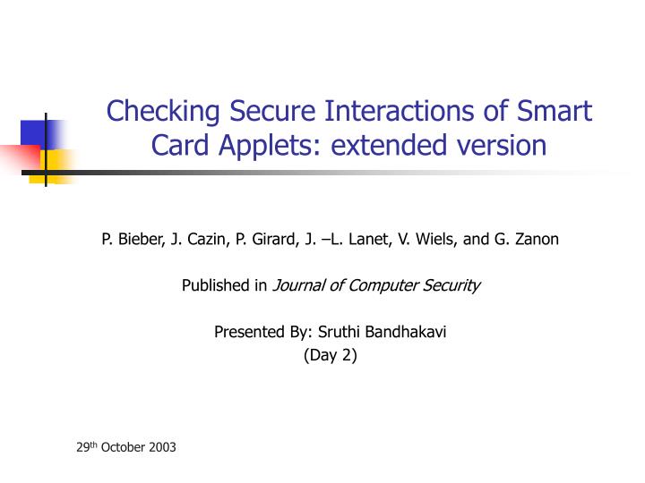 checking secure interactions of smart card applets extended version